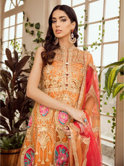 MASHQ Festive Collection Embroidered Net 3Pc Suit MZ-02 CLEMENTINE DIVINE - FaisalFabrics.pk