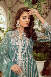 MASHQ Festive Collection Embroidered Net 3Pc Suit MZ-04 FOREST DREAMS - FaisalFabrics.pk