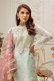 MASHQ Festive Collection Embroidered Organza 3Pc Suit MZ-08 PERIWINKLE HAZE - FaisalFabrics.pk
