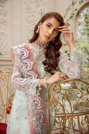 MASHQ Festive Collection Embroidered Organza 3Pc Suit MZ-08 PERIWINKLE HAZE - FaisalFabrics.pk