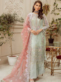 MASHQ Festive Collection Embroidered Organza 3Pc Suit MZ-08 PERIWINKLE HAZE