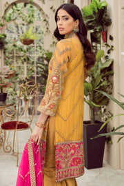 MASHQ Festive Collection Embroidered Chiffon 3Pc Suit MZ-09 FIRE DANCE - FaisalFabrics.pk