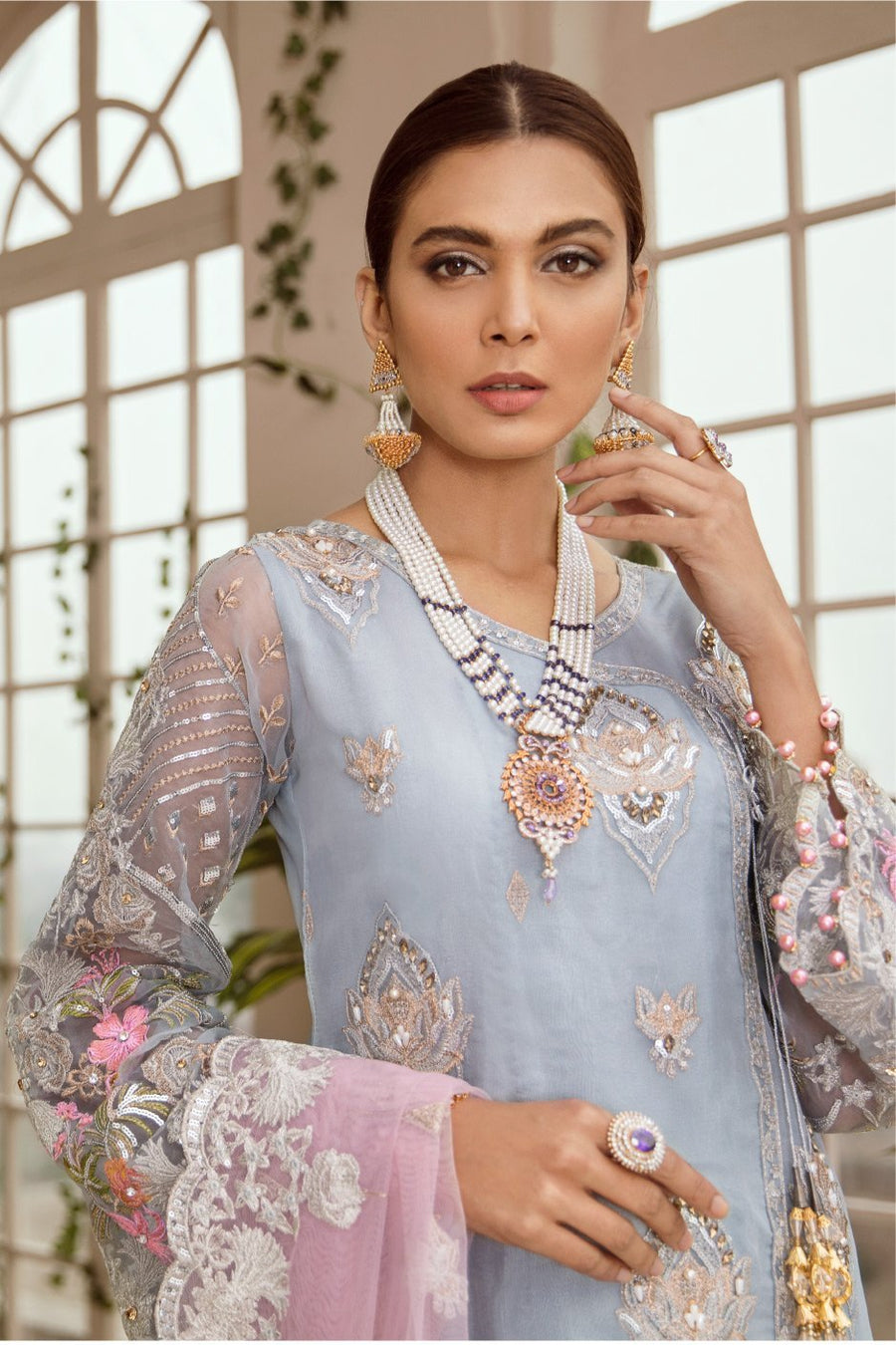 MASHQ Festive Collection Embroidered Organza 3Pc Suit MZ-03 PRINCESS DIARIES - FaisalFabrics.pk