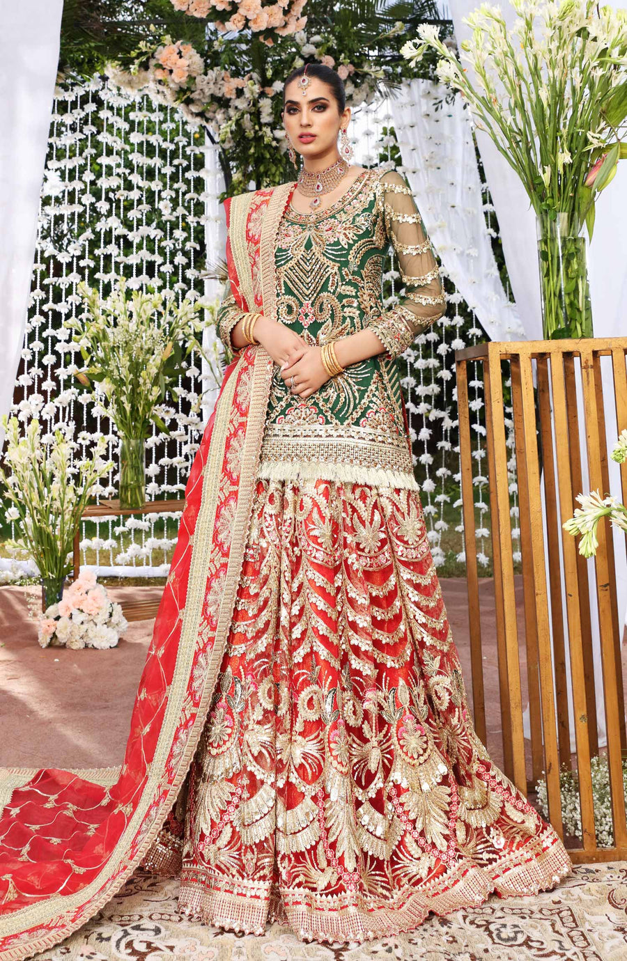 Maryum N Maria Emroidered Net Unstitched 3pc Bridal Suit MBL-0008 - FaisalFabrics.pk