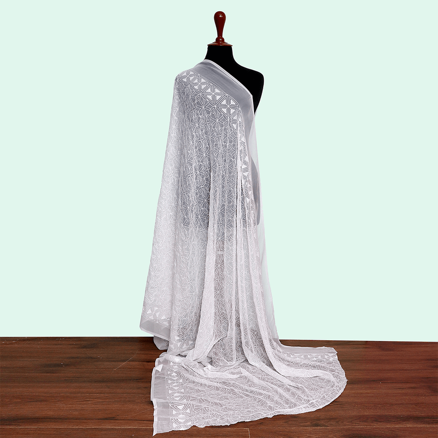 Tasneem Fabrics Women's Embroidered Crinkle Dupatta - MDEM0002048