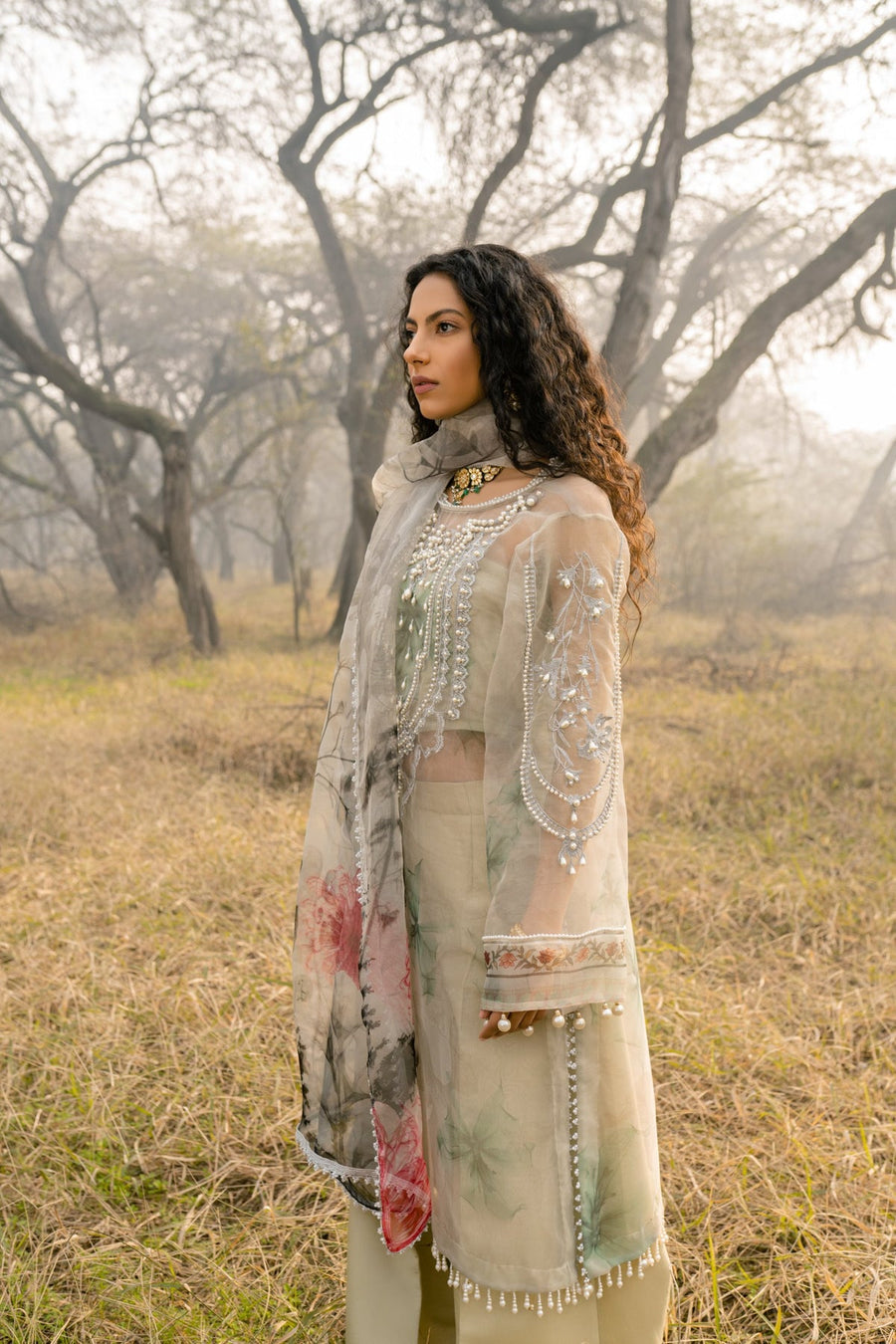 Seroli Spring Unstitched Organza 3Pc Suit - MEHAR