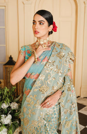 Maryum N Maria Luxury Handmade Unstitched Organza Fabric Saree MFR-0003 - FaisalFabrics.pk