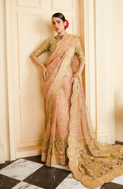 Maryum N Maria Luxury Handmade Unstitched Net Fabric Saree MFR-0006 - FaisalFabrics.pk
