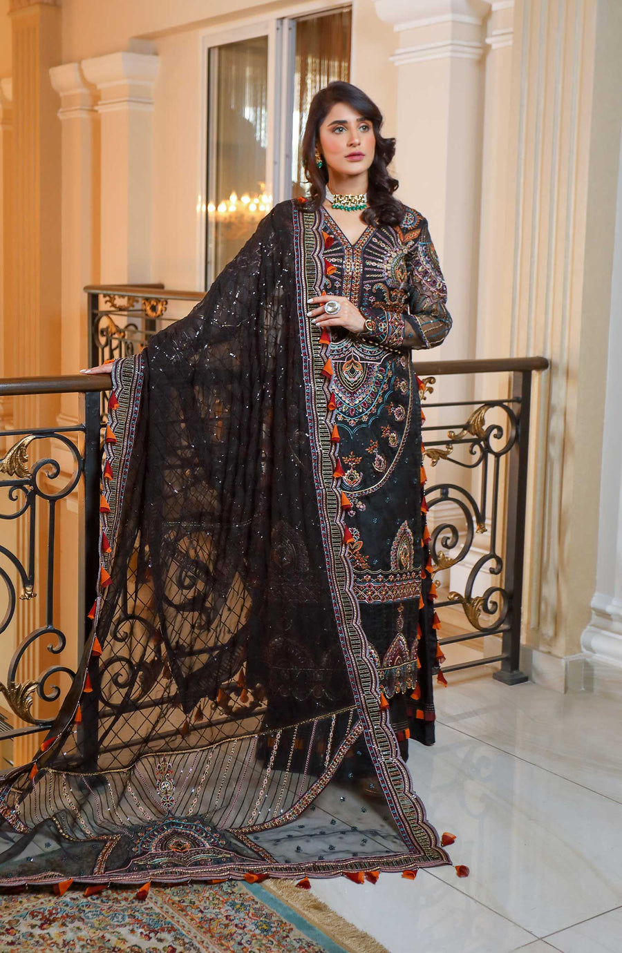 Waresha Rang Reet Unstitched Luxury Formal 3Pc Suit D-03 MIDNIGHT