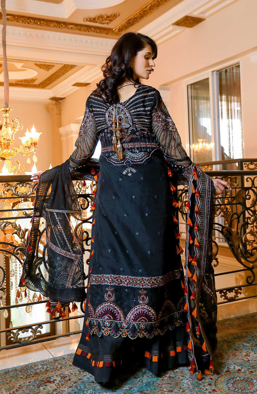 Waresha Rang Reet Unstitched Luxury Formal 3Pc Suit D-03 MIDNIGHT