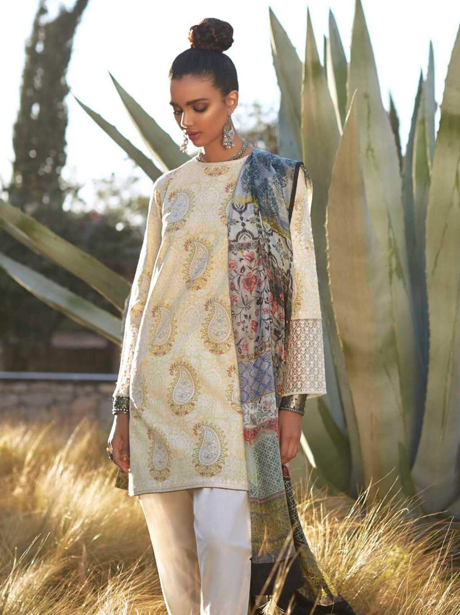 ZARA SHAHJAHAN Luxury Lawn 2019 Embroidered 3PC Suit MINAH A - FaisalFabrics.pk