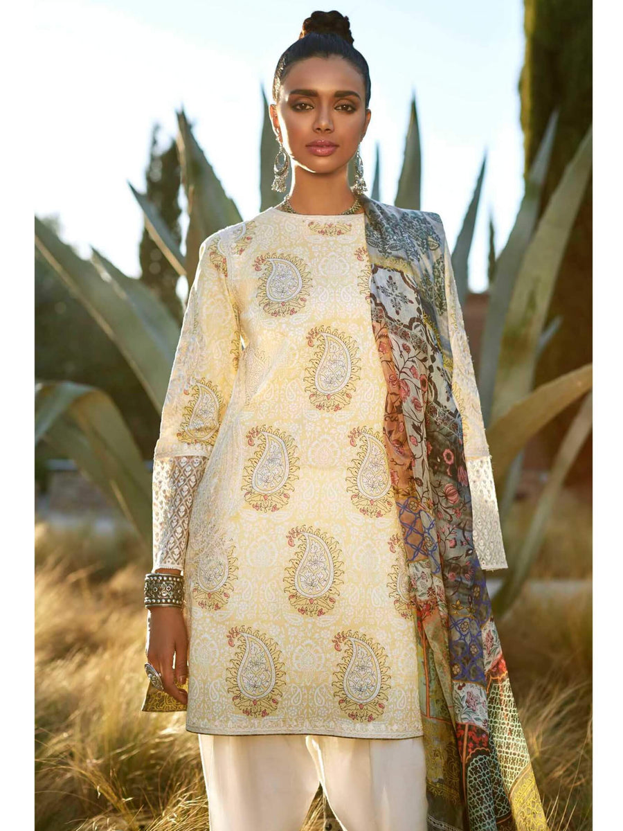 ZARA SHAHJAHAN Luxury Lawn 2019 Embroidered 3PC Suit MINAH A - FaisalFabrics.pk