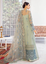 Afrozeh La Fuchsia Luxury Chiffon Unstitched 3 Piece Suit D-06 Mint Macaron - FaisalFabrics.pk