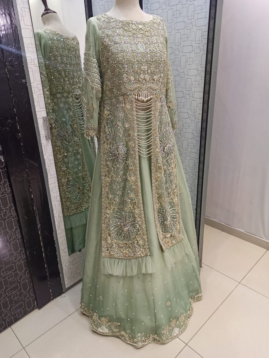 Sumaria’s Couture Formal Stitched 3Pc Suit - Minty Ombre