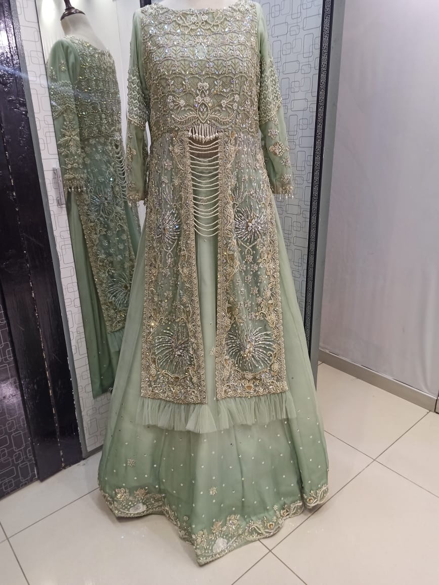 Sumaria’s Couture Formal Stitched 3Pc Suit - Minty Ombre