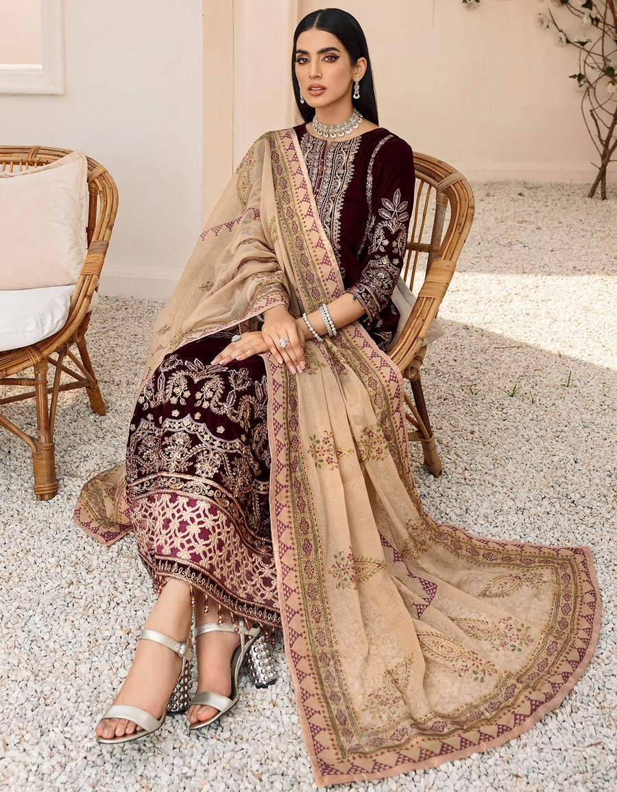 Emaan Adeel Makhmal Unstitched Luxury Velvet 3Pc Suit MK-304