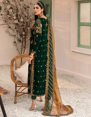 Emaan Adeel Makhmal Unstitched Luxury Velvet 3Pc Suit MK-305 Green