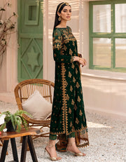 Emaan Adeel Makhmal Unstitched Luxury Velvet 3Pc Suit MK-305 Green