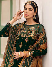 Emaan Adeel Makhmal Unstitched Luxury Velvet 3Pc Suit MK-305 Green
