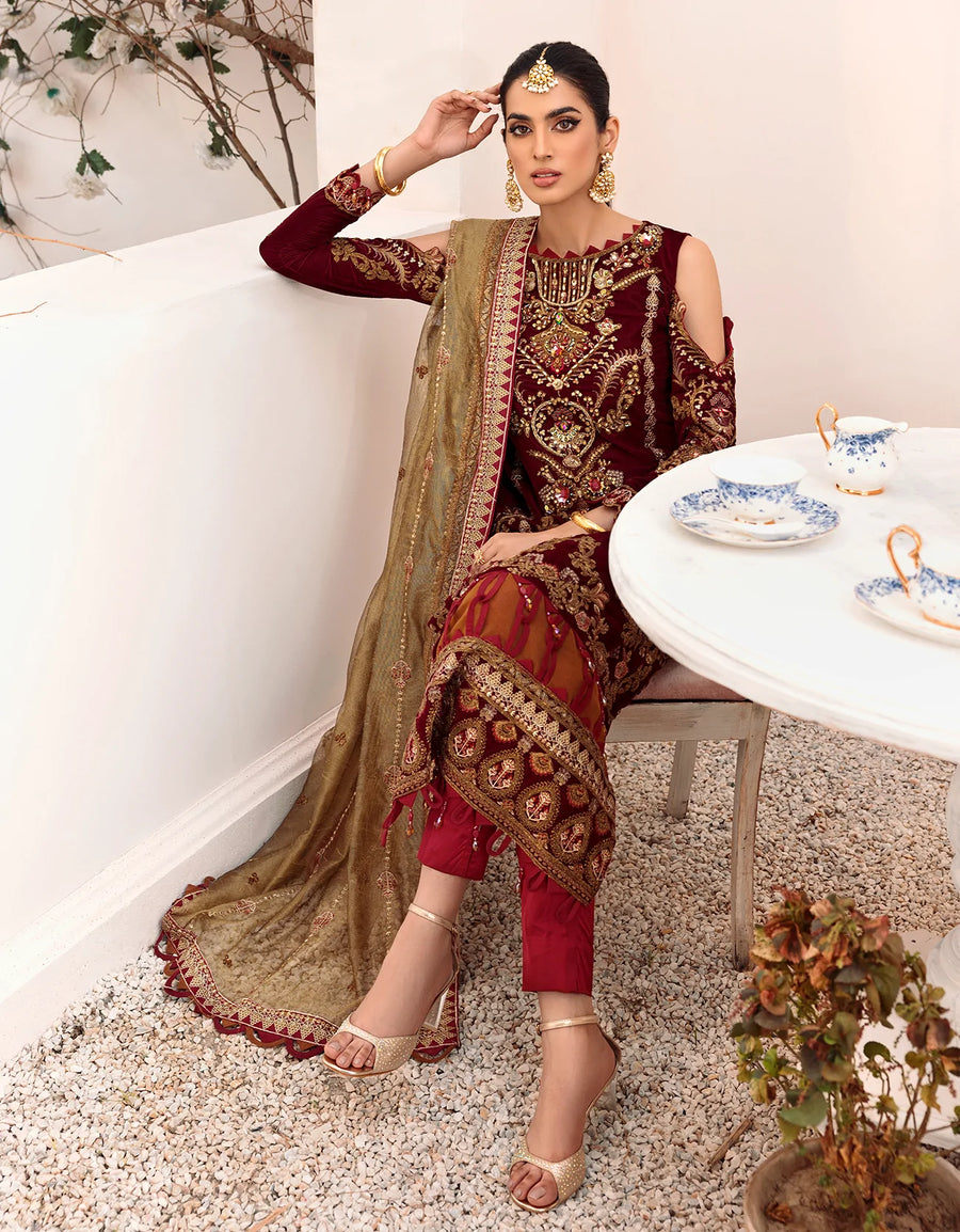 Emaan Adeel Makhmal Unstitched Luxury Velvet 3Pc Suit MK-308