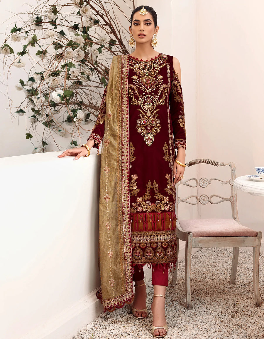 Emaan Adeel Makhmal Unstitched Luxury Velvet 3Pc Suit MK-308