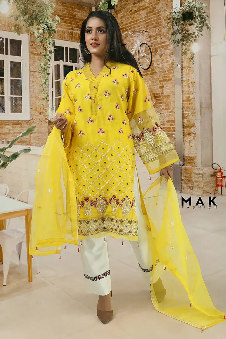 MAK Fashion Ready to Wear Embroidered 2Pc Suit Pure Organza MK-EMB-03