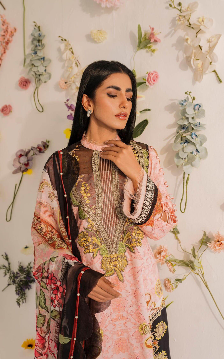 Asifa & Nabeel Miraki Embroidered Lawn Unstitched 3 Piece Suit MKL-02
