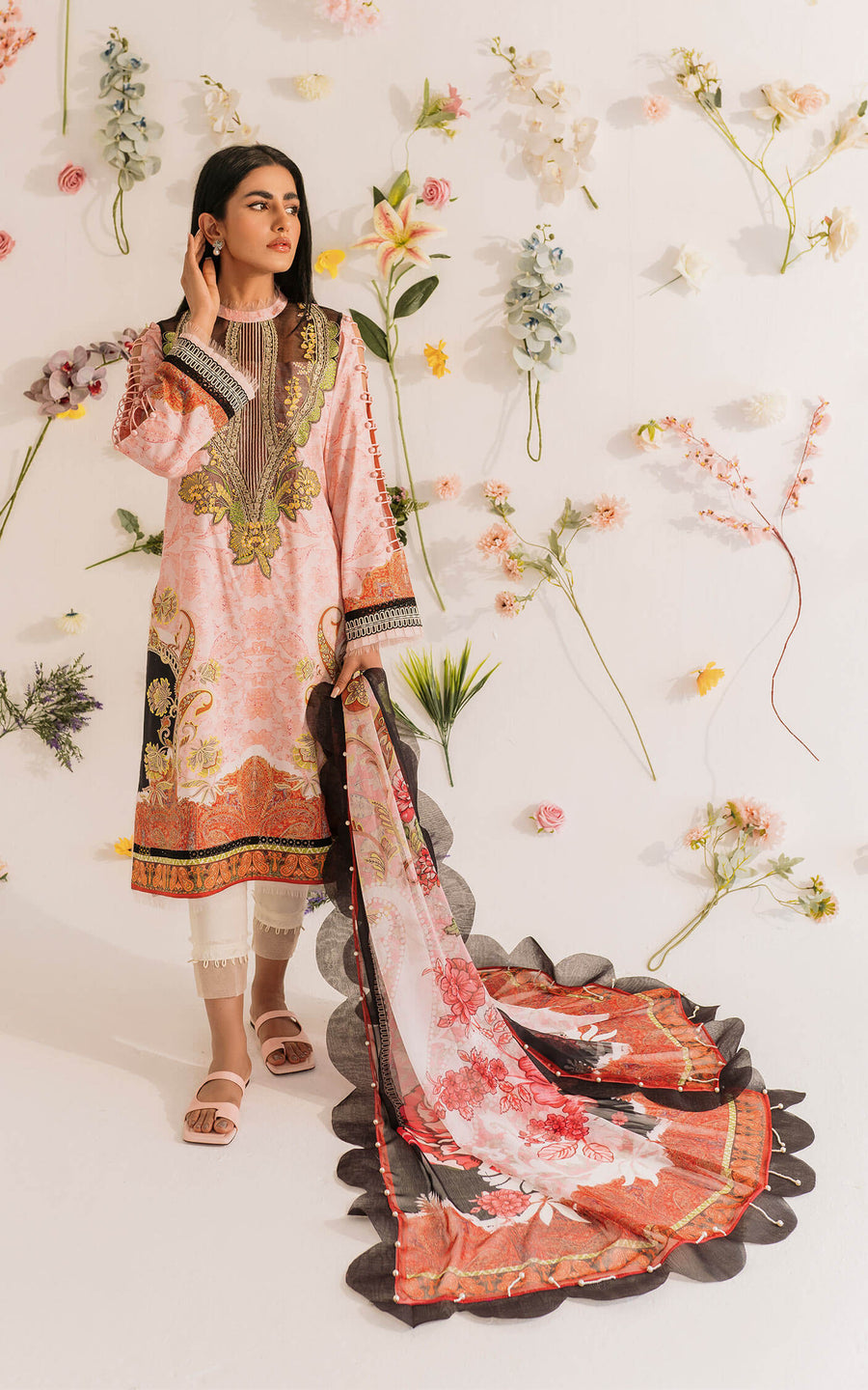 Asifa & Nabeel Miraki Embroidered Lawn Unstitched 3 Piece Suit MKL-02