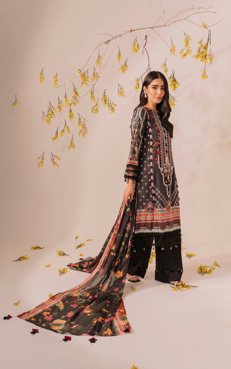 Asifa & Nabeel Miraki Embroidered Lawn Unstitched 3 Piece Suit MKL-12