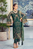 Meeral Luxury Formal Wedding Chiffon Unstitched 3pc Suit ML-04-BOTTLE GREEN - FaisalFabrics.pk