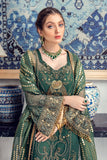 Meeral Luxury Formal Wedding Chiffon Unstitched 3pc Suit ML-04-BOTTLE GREEN - FaisalFabrics.pk