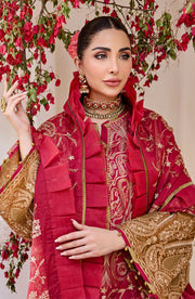 Maryum N Maria Eid e Nobahar Luxury Lawn Unstitched 3Pc Suit - Cranberry