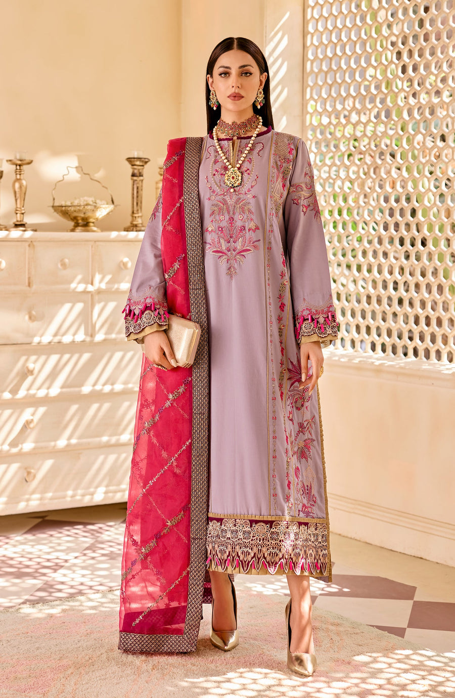Maryum N Maria Eid e Nobahar Luxury Lawn Unstitched 3Pc Suit - Shale