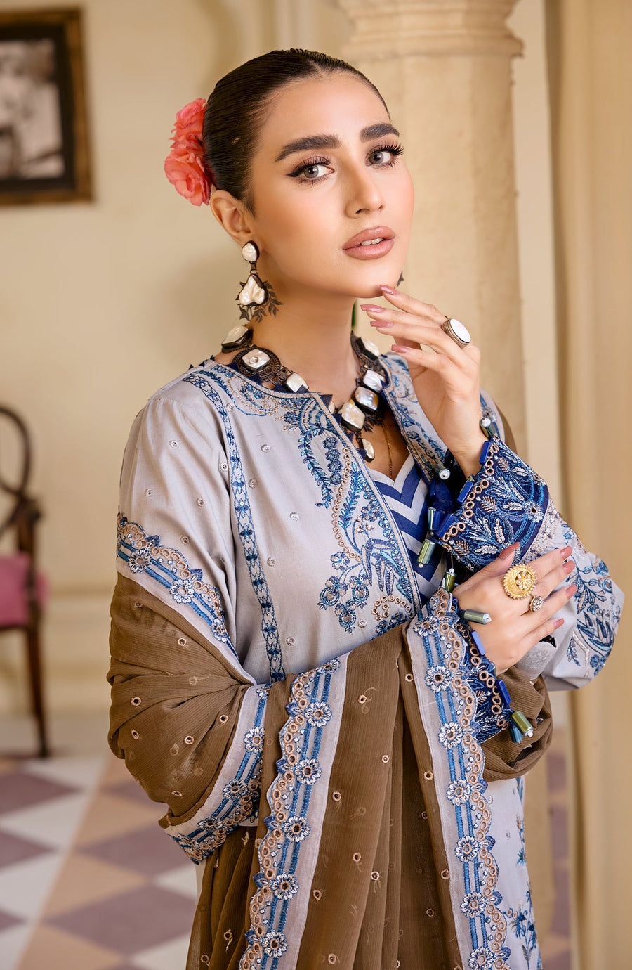 Maryum N Maria Eid e Nobahar Luxury Lawn Unstitched 3Pc Suit - Night Divine