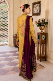 Maryum N Maria Eid e Nobahar Luxury Lawn Unstitched 3Pc Suit - Gold Mine