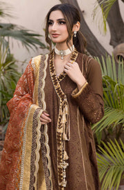 Maryum N Maria Chikankari Ready to Wear 3Pc Suit MLRA-001 Bronze Brown
