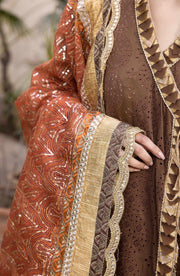 Maryum N Maria Chikankari Ready to Wear 3Pc Suit MLRA-001 Bronze Brown
