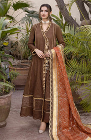 Maryum N Maria Chikankari Ready to Wear 3Pc Suit MLRA-001 Bronze Brown
