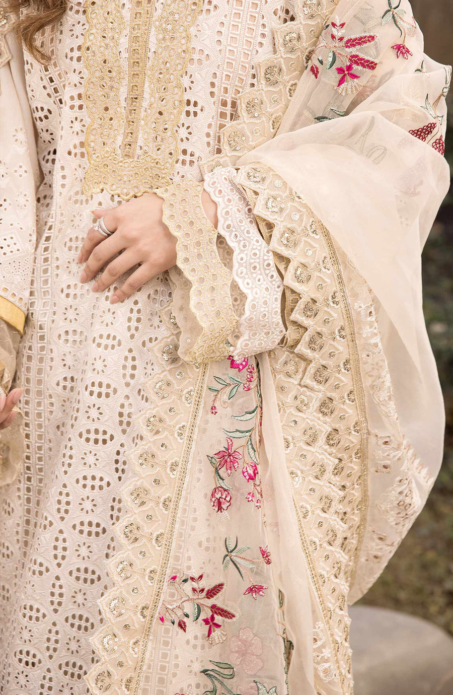 Maryum N Maria Chikankari Ready to Wear 3Pc Suit MLRD-072 Golden Mist