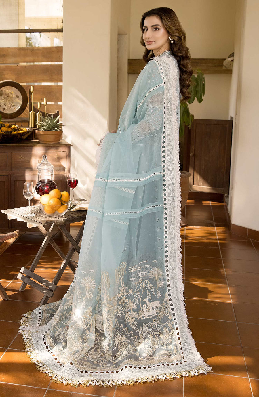 Maryum N Maria Chikankari Ready to Wear 3Pc Suit MLRD-073 Iced Aqua