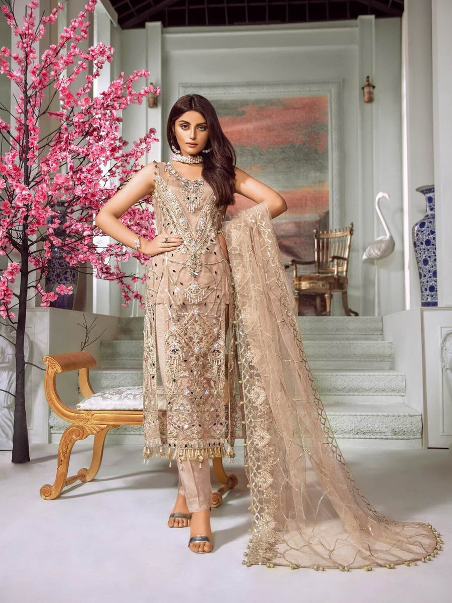 Maryum N Maria Luxury Chiffon Collection 2020 MMC-08 PEACH FLINCH - FaisalFabrics.pk
