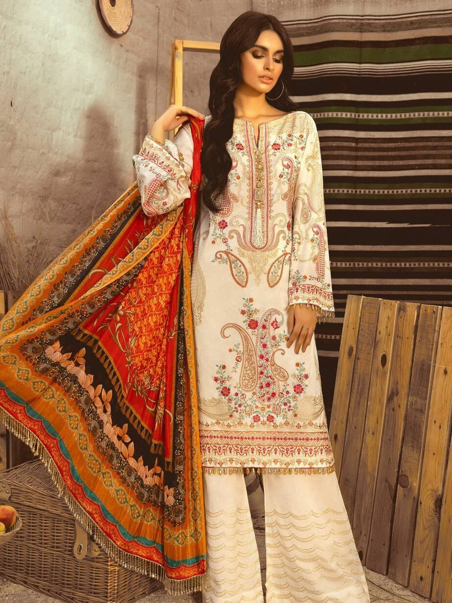 Maryum N Maria Premium Embroidered Lawn Collection 3PC Suit MML-04 - FaisalFabrics.pk