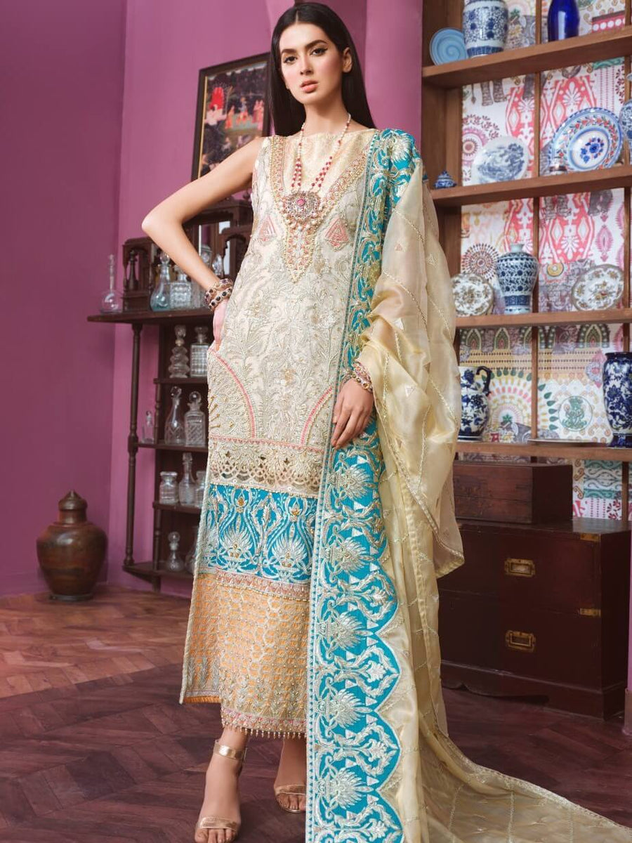 Maryum N Maria Freesia Hand Made Embroidered Suit FF-01 Offling Peace - FaisalFabrics.pk