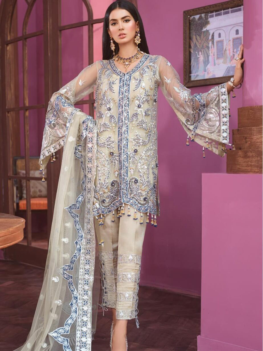 Maryum N Maria Freesia Hand Made Embroidered Suit FF-03 Offling Peace - FaisalFabrics.pk