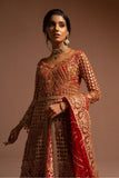 Maryum N Maria Bridal Designer Hand Made Embroidered Suit E-01 Red Gold - FaisalFabrics.pk