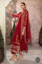 Maria.B Unstitched Chiffon 3Pc Suit MPC-22-201-Ruby Red