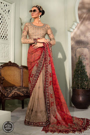 Maria.B Unstitched Chiffon Saree MPC-22-202-Coffee and Maroon