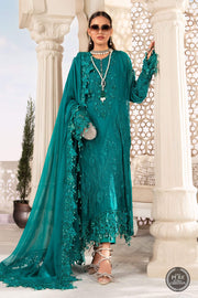 Maria.B Unstitched Chiffon 3Pc Suit MPC-22-203-Deep and Sea Green