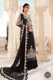 Maria.B Unstitched Chiffon 3Pc Suit MPC-22-204-Black and White