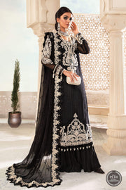 Maria.B Unstitched Chiffon 3Pc Suit MPC-22-204-Black and White